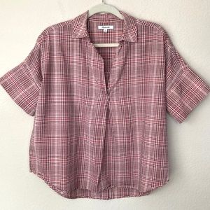 Madewell Courier Button-Back Popover Shirt in Pink Hartley Plaid